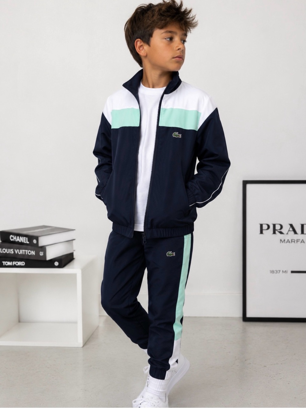 Lacoste Navy, Mint & White Colorblock Track Jacket and Pants